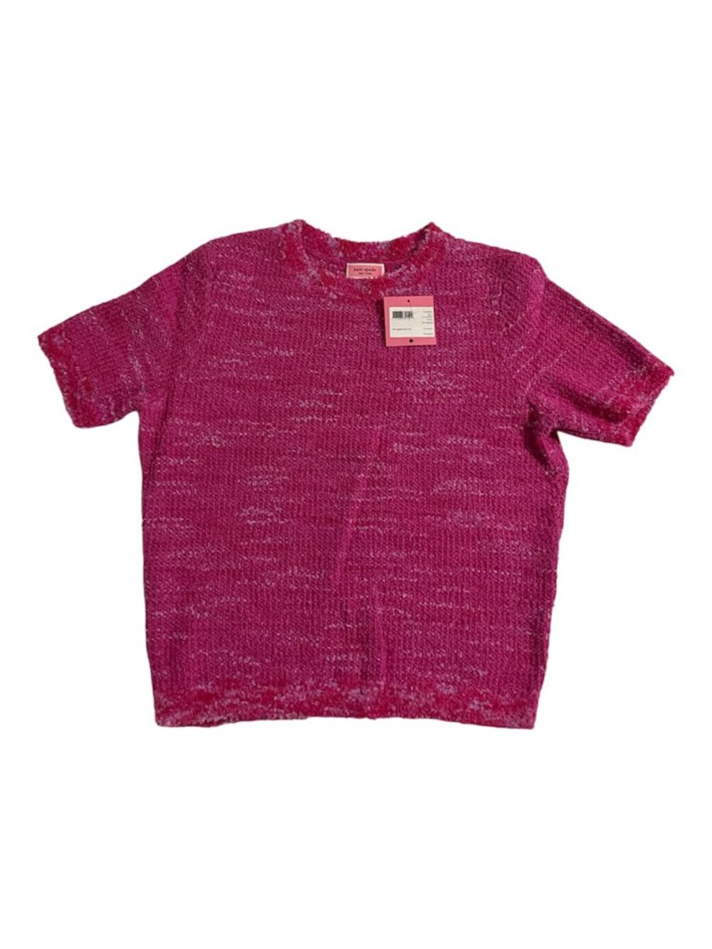 Kate Spade Pink Tweed Short Sleeve Knit Top Women’s M NWT $228 MSRP